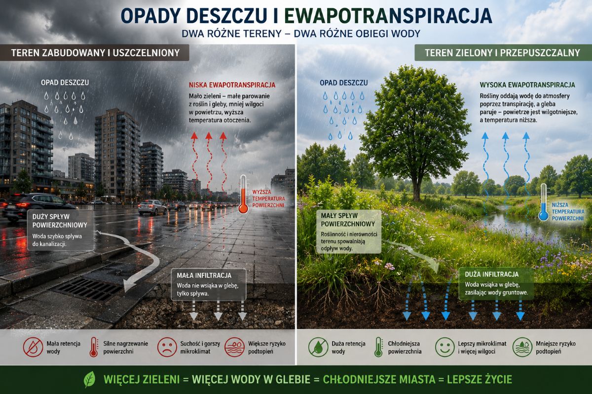 wyższa roślinność zwiększa ewapotranspirację