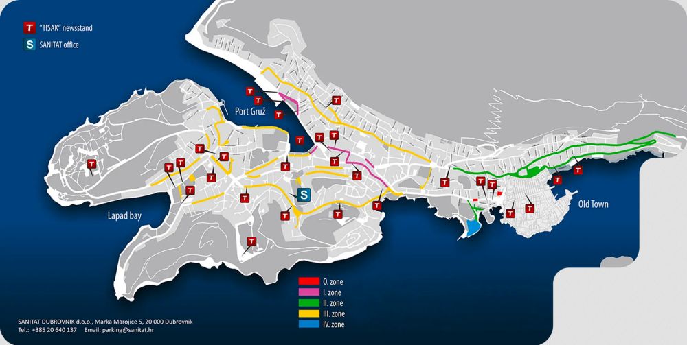 Sanitat Dubrovnik – oficjalne strefy i ceny parkowania